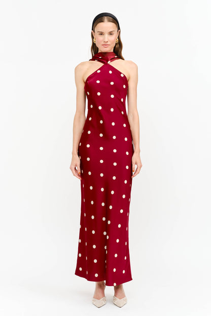Jan Polka Dot Halter Maxi