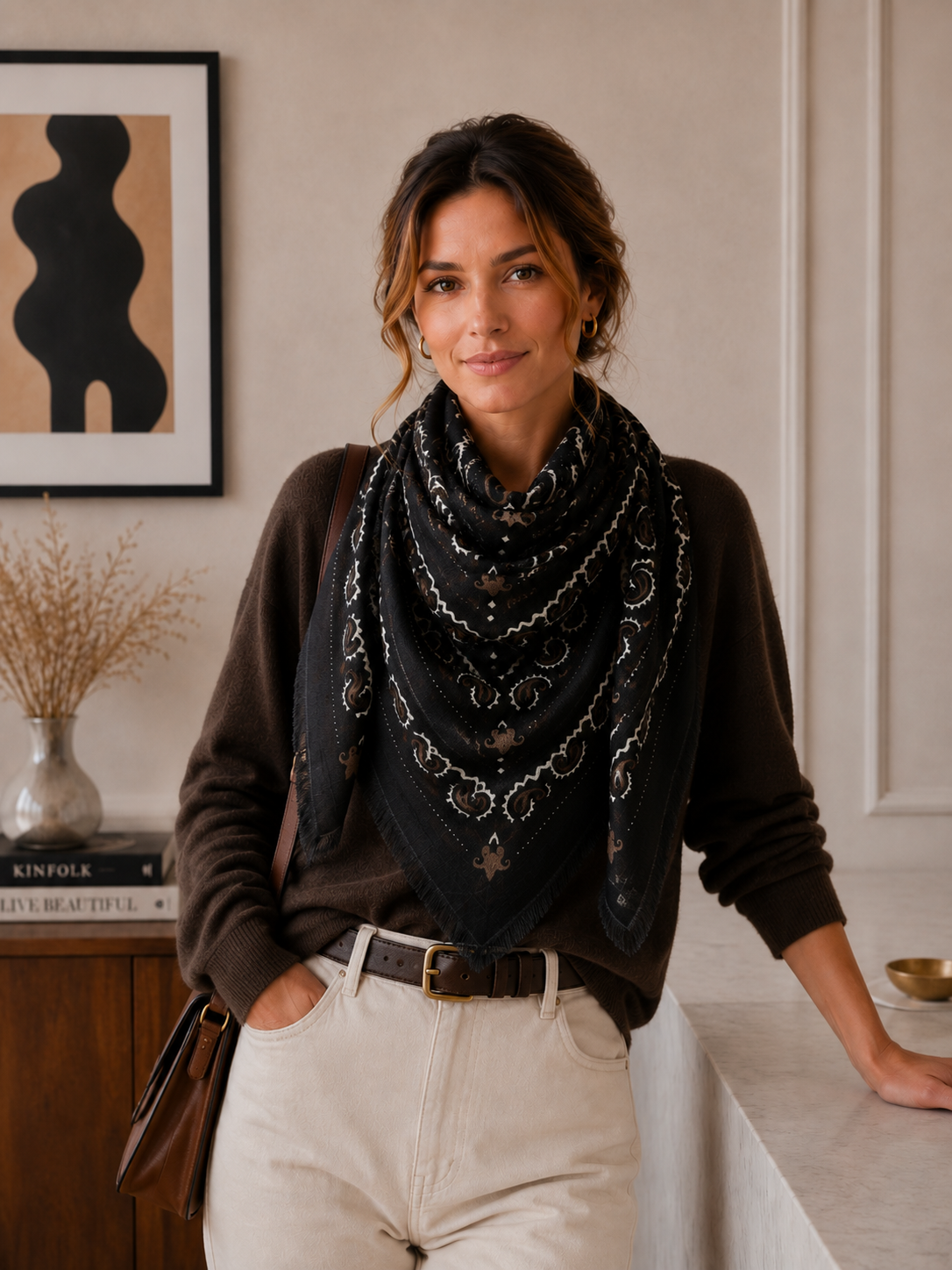 Large Woolen Square Bandana Scarf