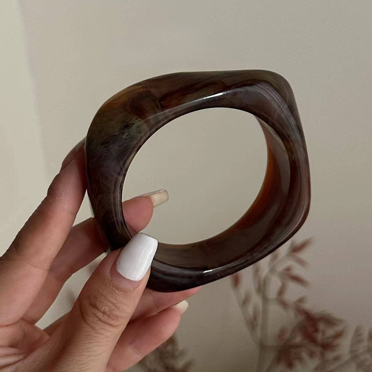 Square Acrylic Resin Bangle Bracelet
