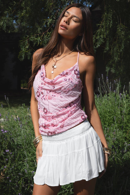 Hollis Sequin Beaded Cowl Neck Top