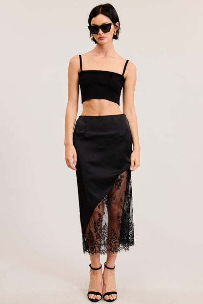 Fatima Asymmetrical Lace Midi Skirt