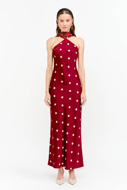 Jan Polka Dot Halter Maxi