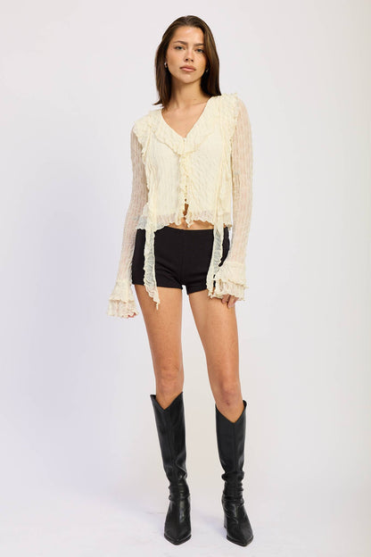 Fernanda Ruffle Long Sleeve Top