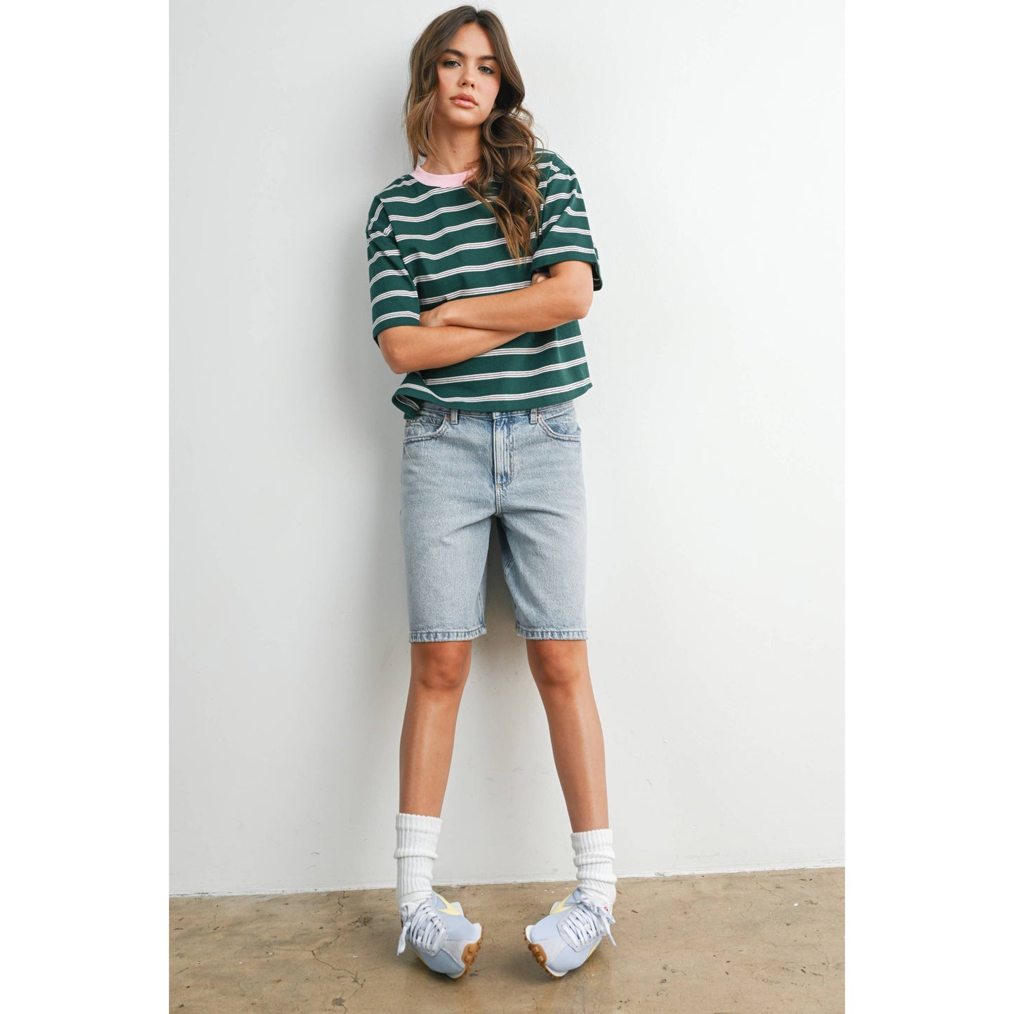 Holden Striped Boxy Cropped T-Shirt