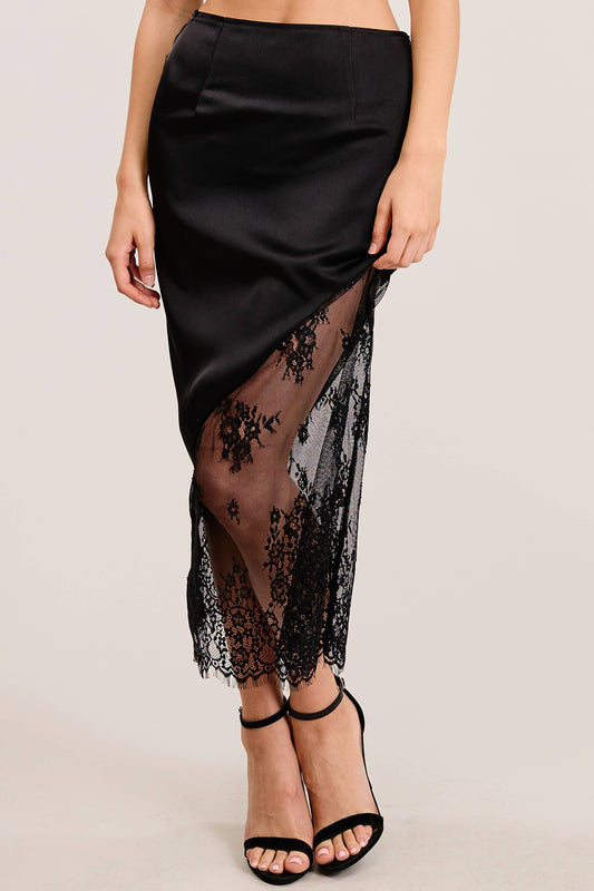 Fatima Asymmetrical Lace Midi Skirt