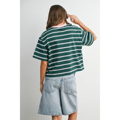 Holden Striped Boxy Cropped T-Shirt