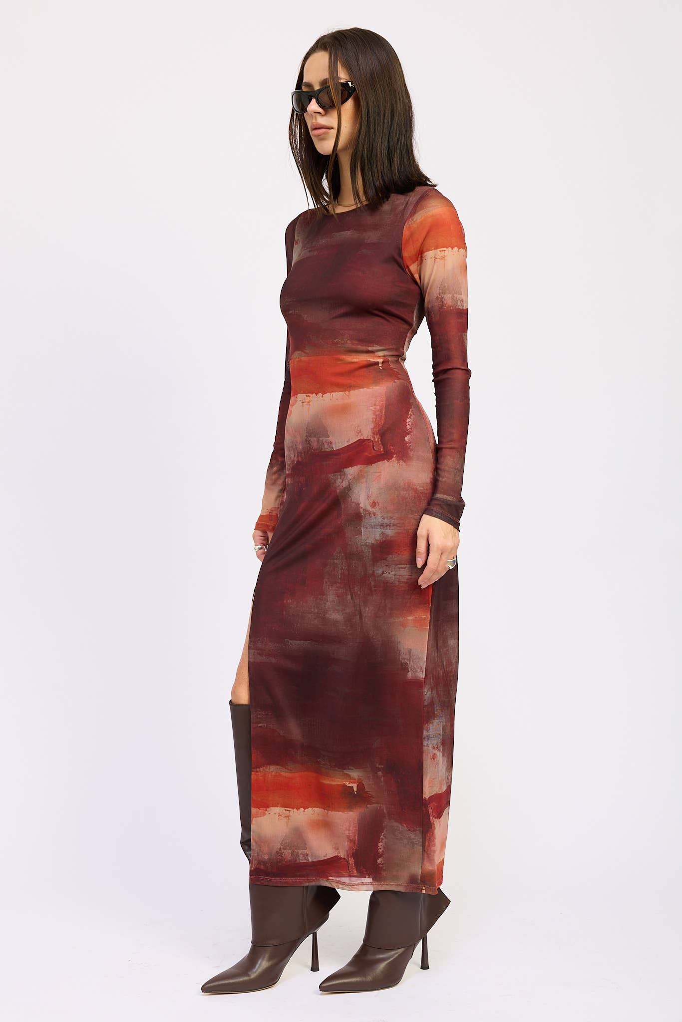 Fran Mesh Long Sleeve Maxi Dress