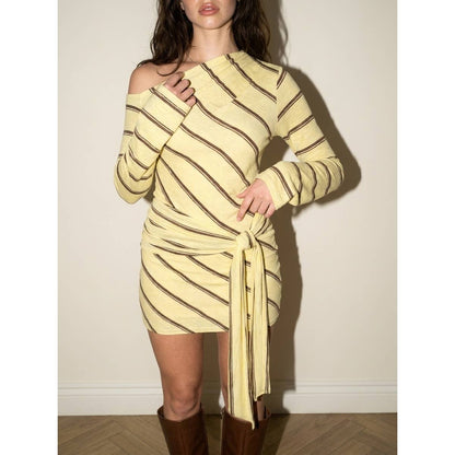 Kendall Off Shoulder Striped Long Sleeve Dress
