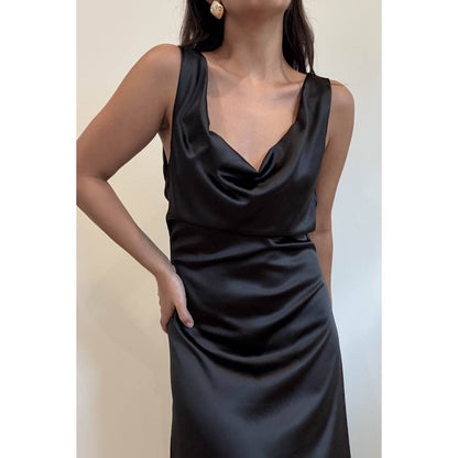Jazlyn Satin Cowl Neck Maxi Flare Dress