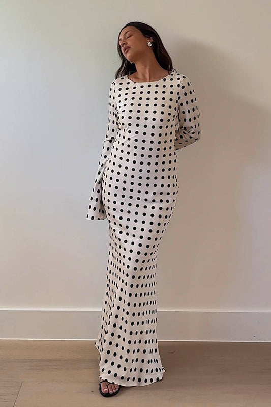 Fiera Polka Dot Long Sleeve Maxi Dress