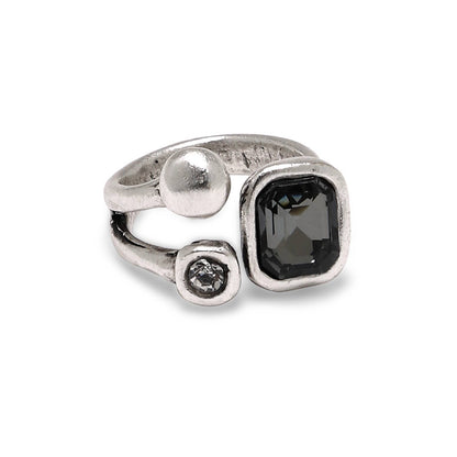 Handmade Smoky Crystal Brass Ring