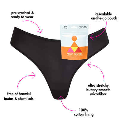 Travel Underwear | Panic Panties Flex Fit Thong in Pouch