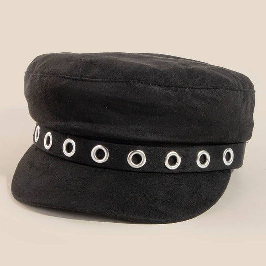 Grommet Studded Beret Hat