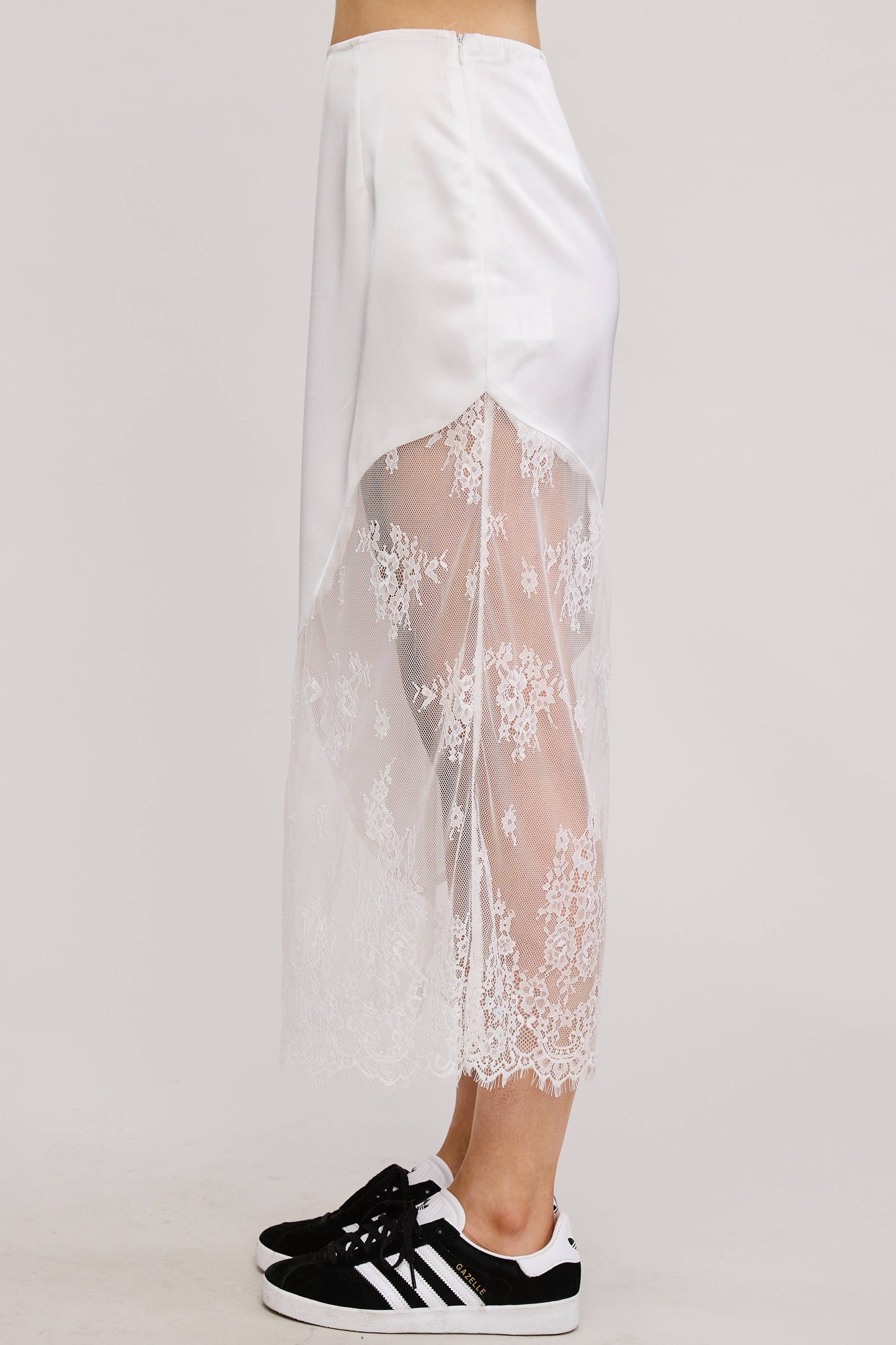 Fatima Asymmetrical Lace Midi Skirt
