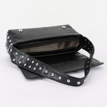 Vegan Leather Metal Studded Shoulder Bag