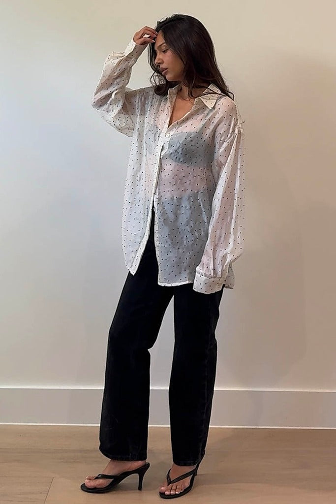Finola Polka Dot Button Up