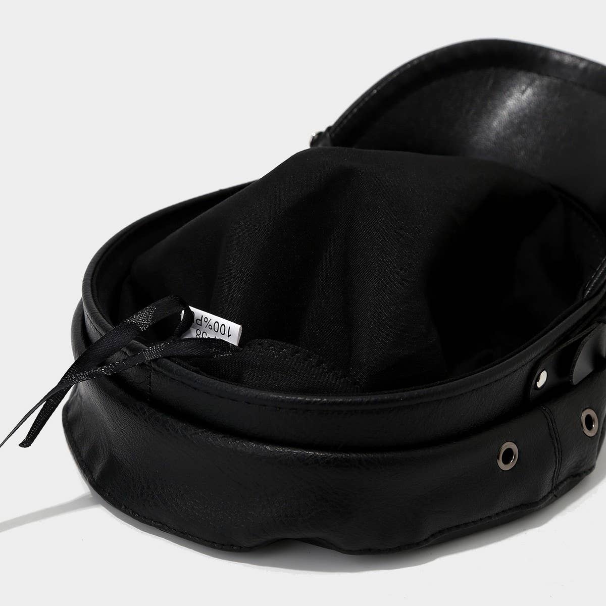 Punk Vegan Leather Flat Top Studded Hat
