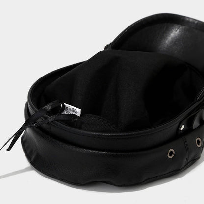 Punk Vegan Leather Flat Top Studded Hat