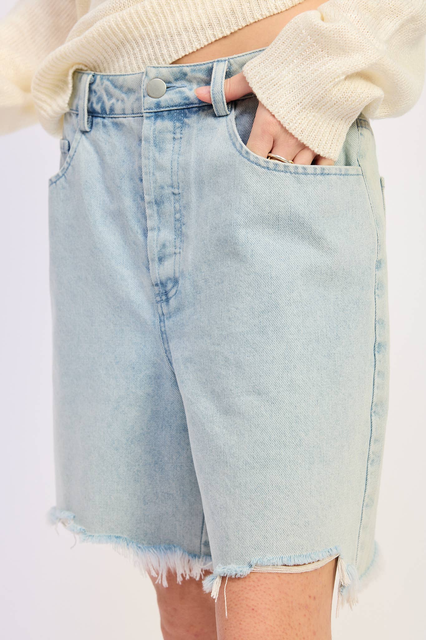 Ivy Distressed Denim Bermuda Shorts