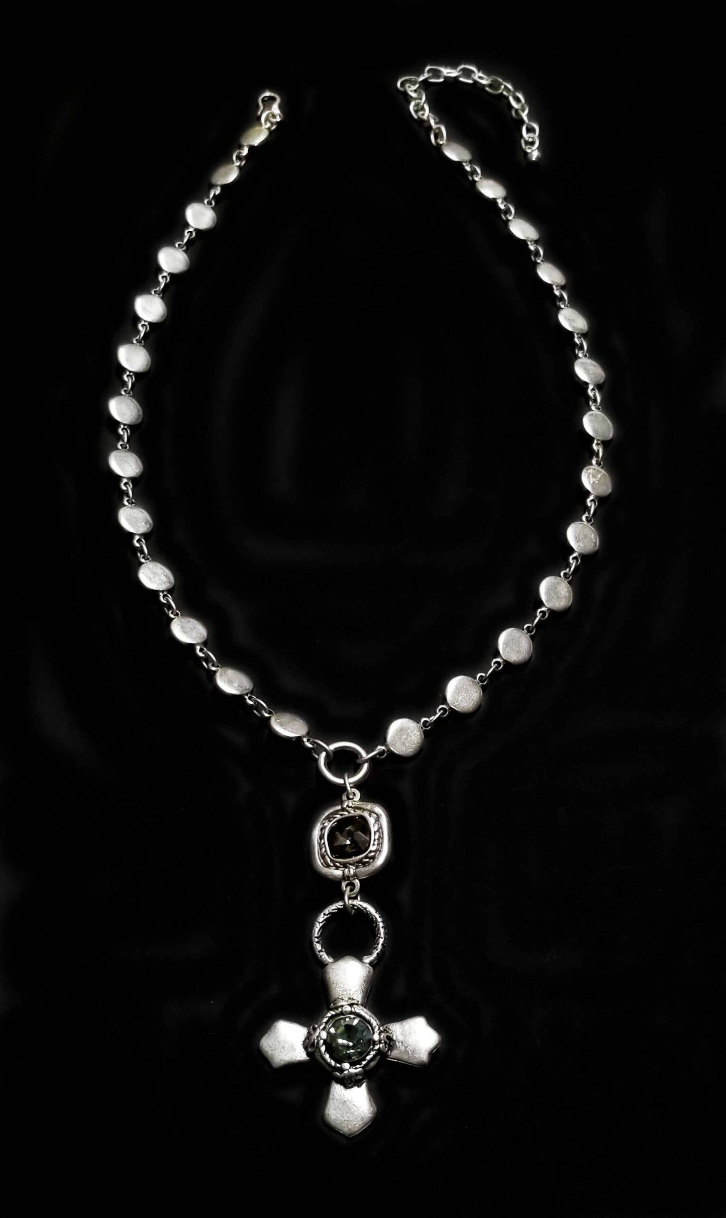 Handmade 925 Silver Plated Pewter Cross Necklace