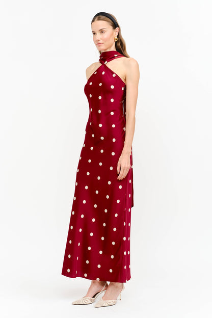 Jan Polka Dot Halter Maxi