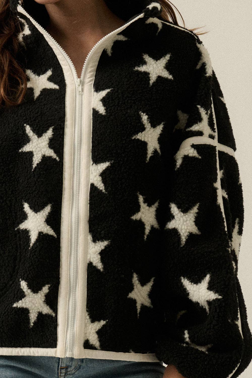 Kleo Star Sherpa Fleece Zip-Up Jacket