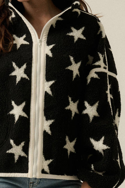 Kleo Star Sherpa Fleece Zip-Up Jacket