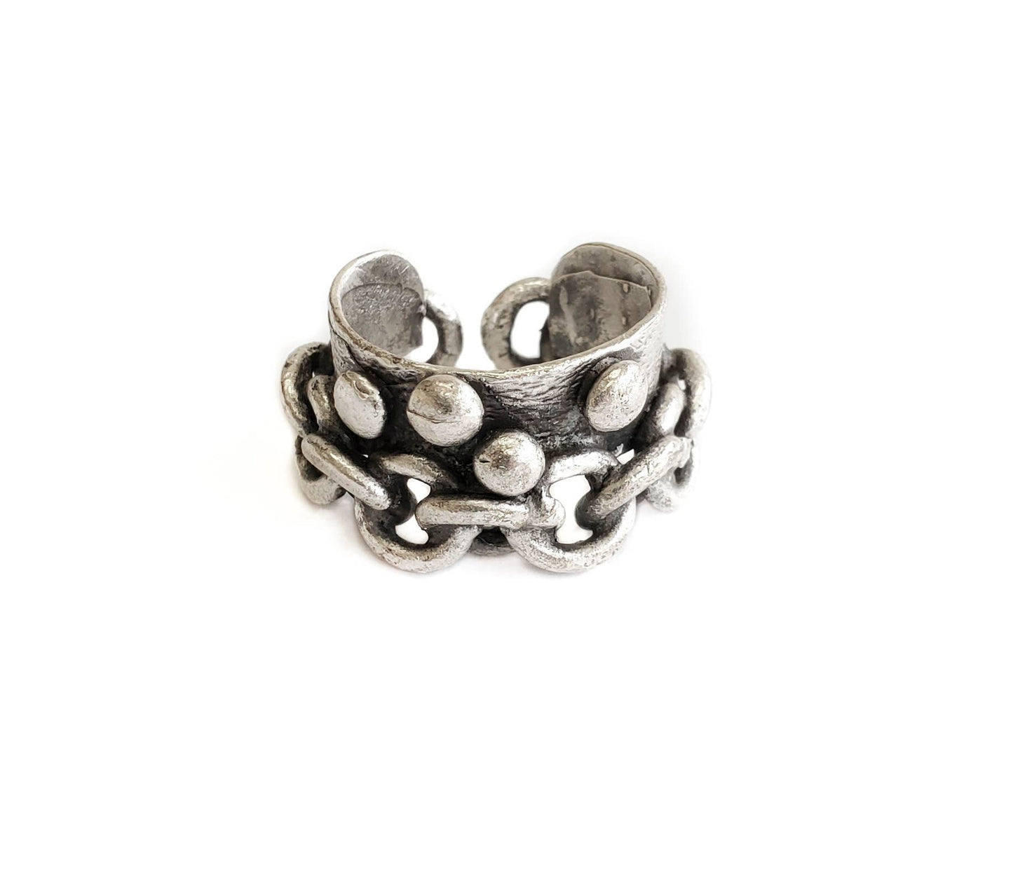 Handmade Brass Ring In Silver Plating