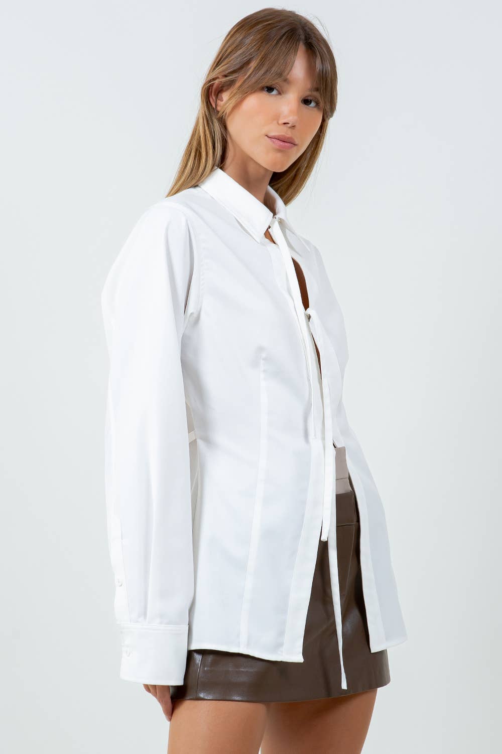 Faedra Poplin Collared Top