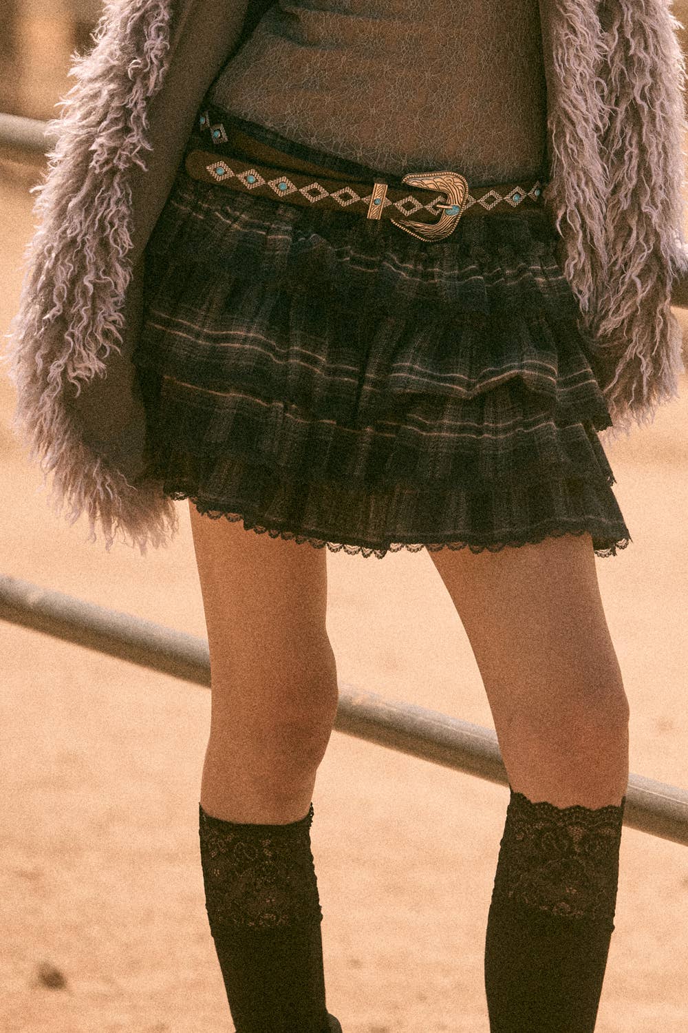 Joanna Plaid Tiered Ruffle Mini Skort