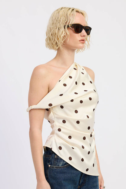 Faryn Asymmetrical Polka Dot Top