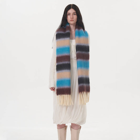 Patchwork Striped Thick Scarf