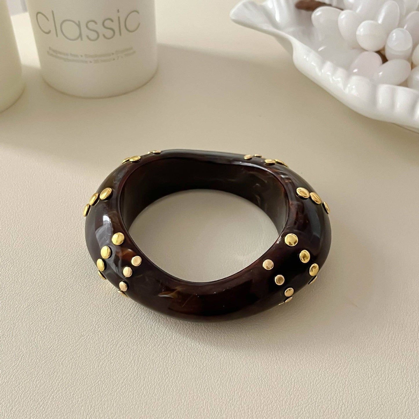 Chunky Studded Resin Bangle Bracelet