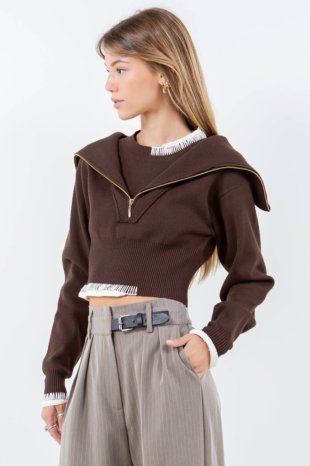 Irina Foldover Zip Sweater