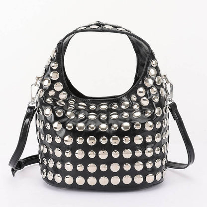 Vegan Leather Studded Hobo Bag