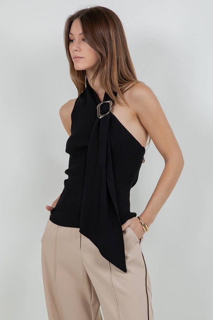 Harmony Knit One Shoulder Scarf Top