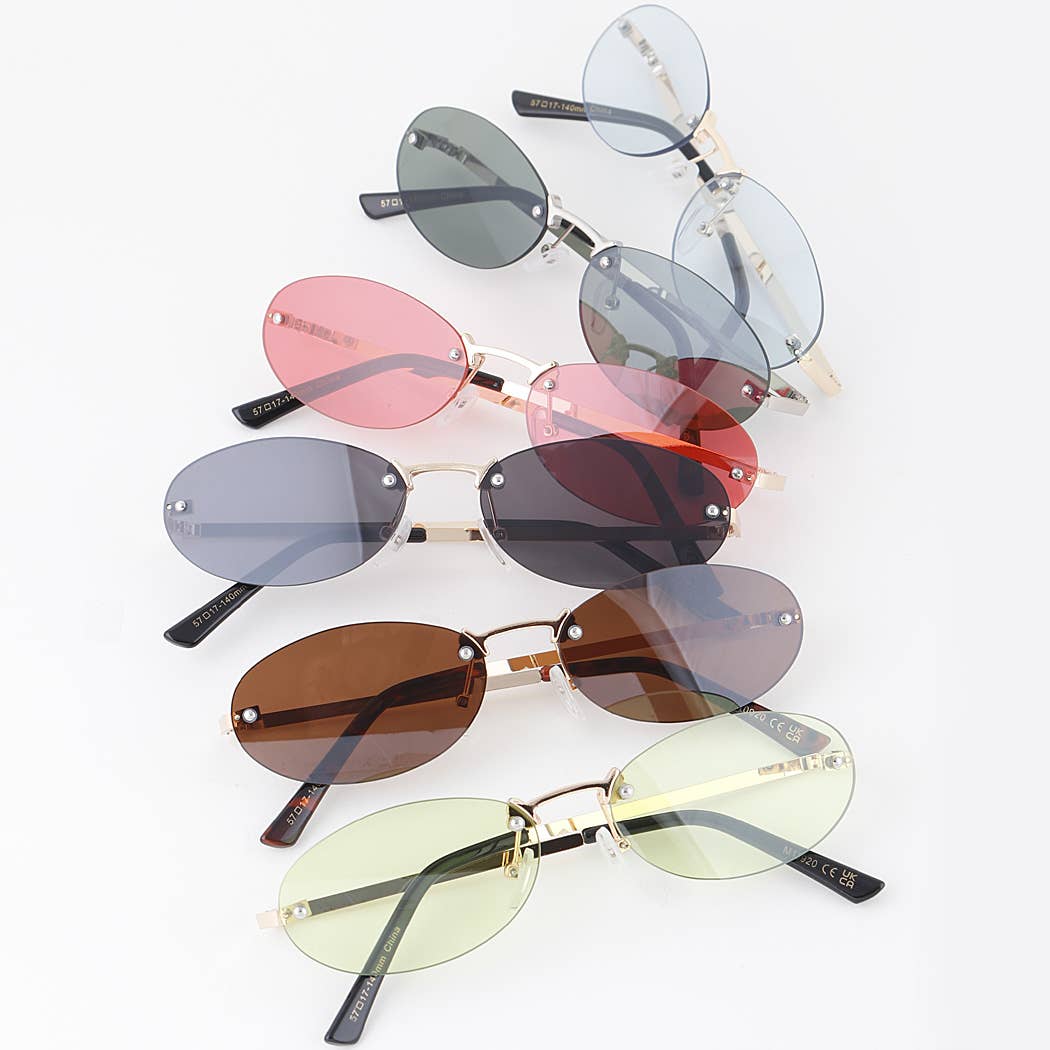 Rimless Bolted Oval Sunglasses