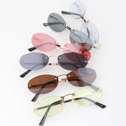 Rimless Bolted Oval Sunglasses