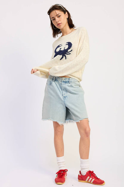 Ivy Distressed Denim Bermuda Shorts