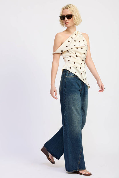 Faryn Asymmetrical Polka Dot Top