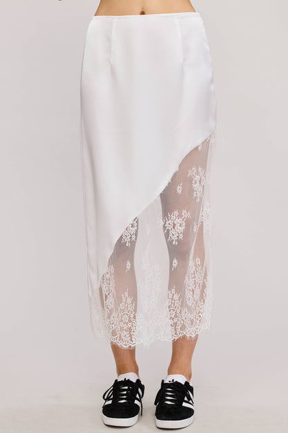 Fatima Asymmetrical Lace Midi Skirt