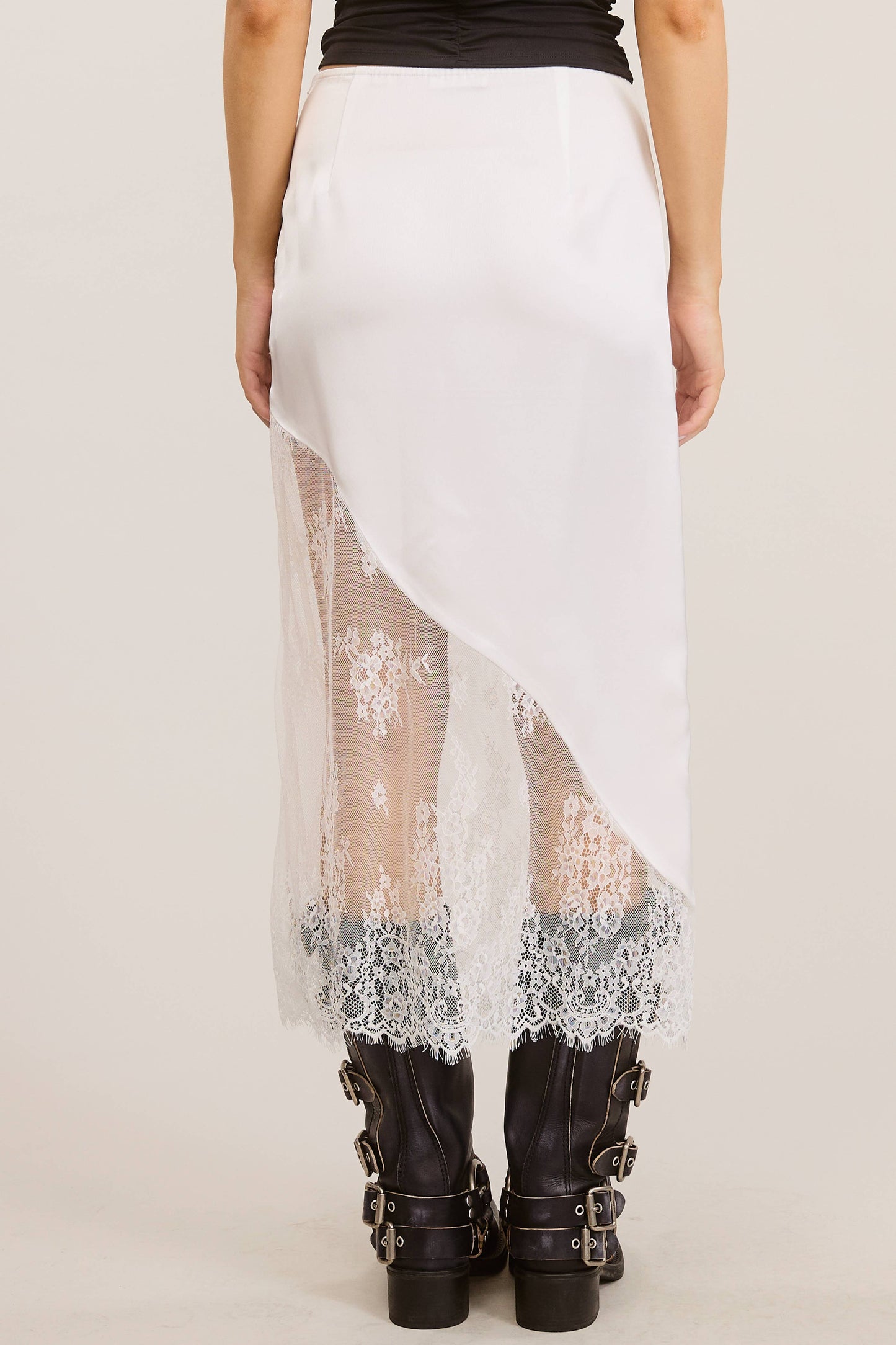 Fatima Asymmetrical Lace Midi Skirt