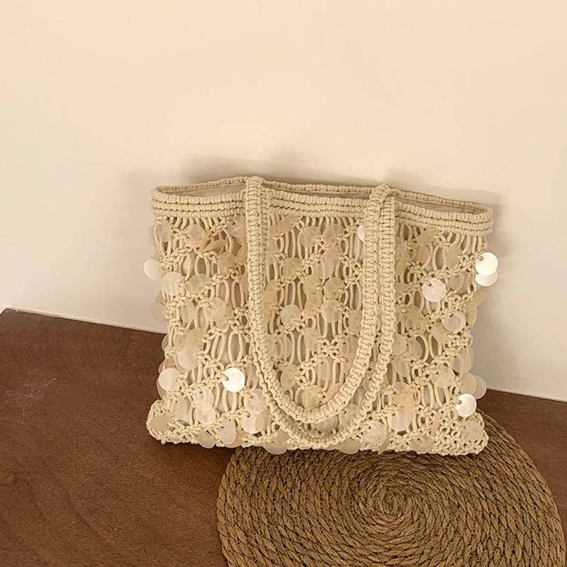 Sequin Crochet Shoulder Bag