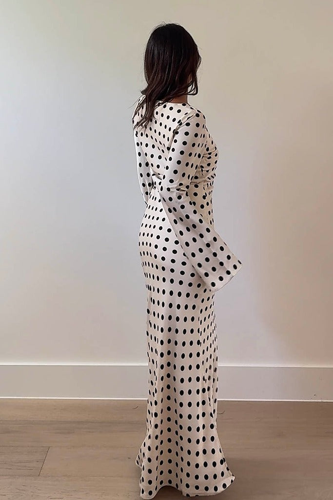 Fiera Polka Dot Long Sleeve Maxi Dress