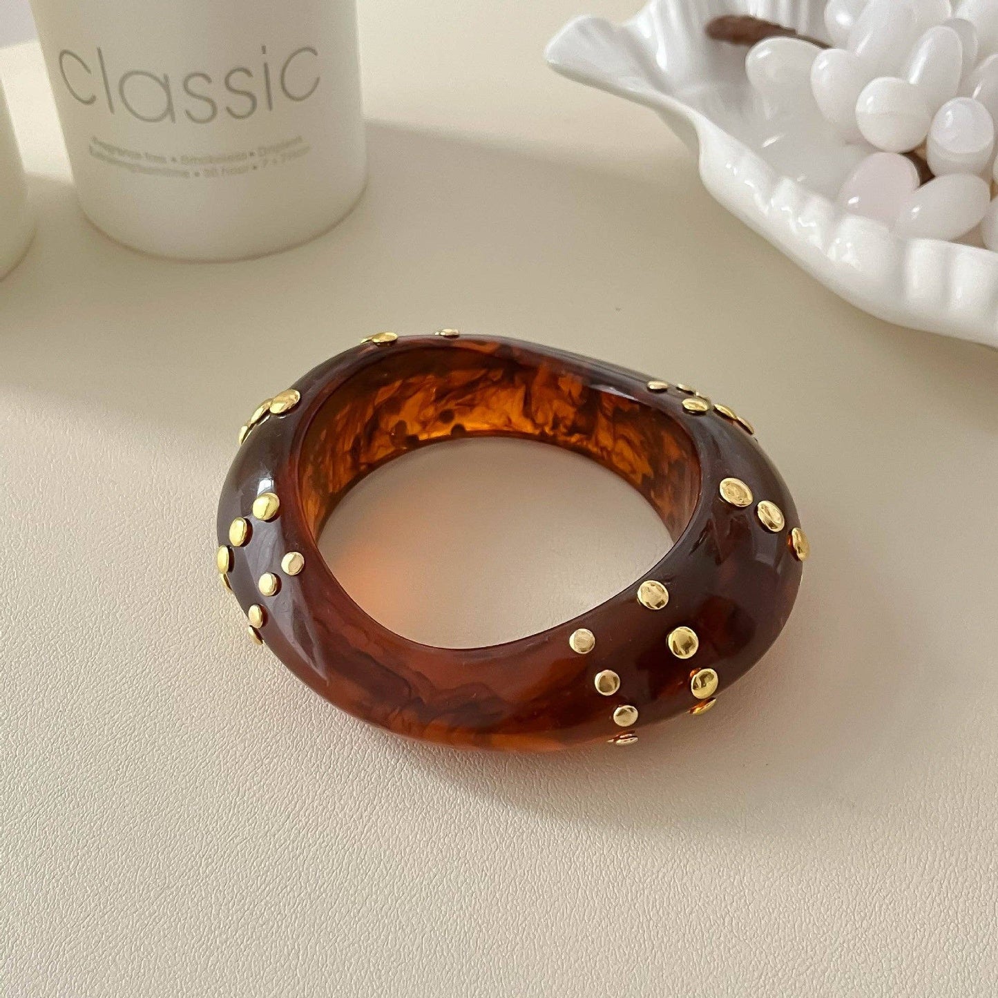 Chunky Studded Resin Bangle Bracelet