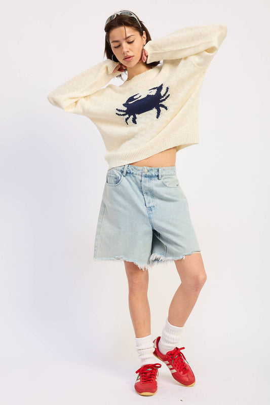 Ivy Distressed Denim Bermuda Shorts