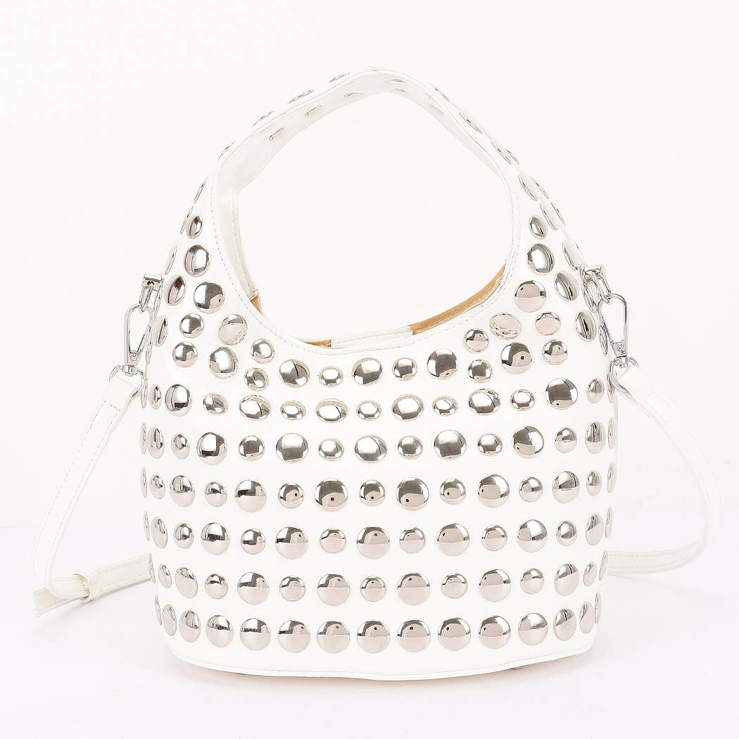 Vegan Leather Studded Hobo Bag