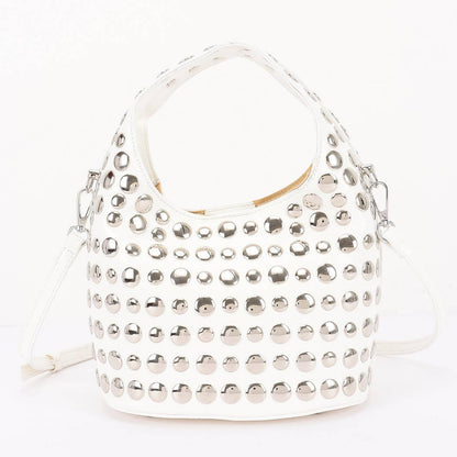 Vegan Leather Studded Hobo Bag