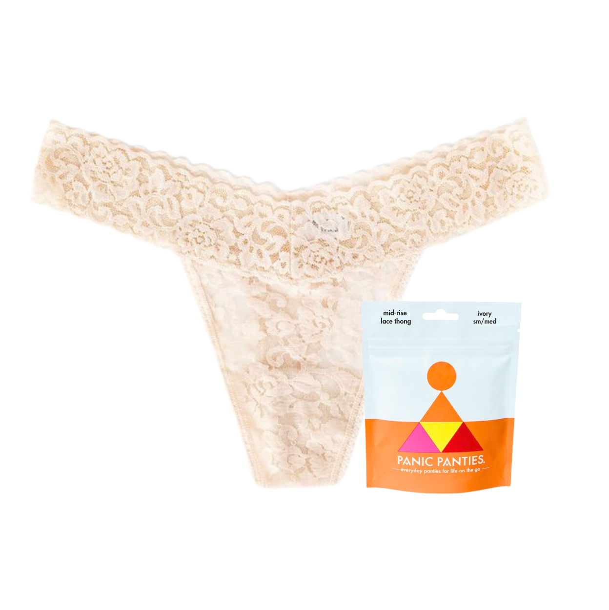 Travel Underwear | Mid-Rise Lace Thong in Pouch