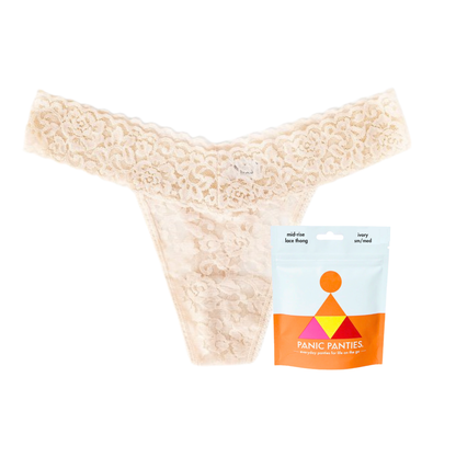 Travel Underwear | Mid-Rise Lace Thong in Pouch